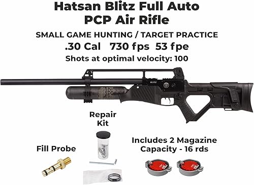 Vista 12 de Hatsan Blitz - Rifle de aire PCP completamente automático con paquete de objetivos de papel Wearable4U 100x y pellets de plomo incluidos Rifle