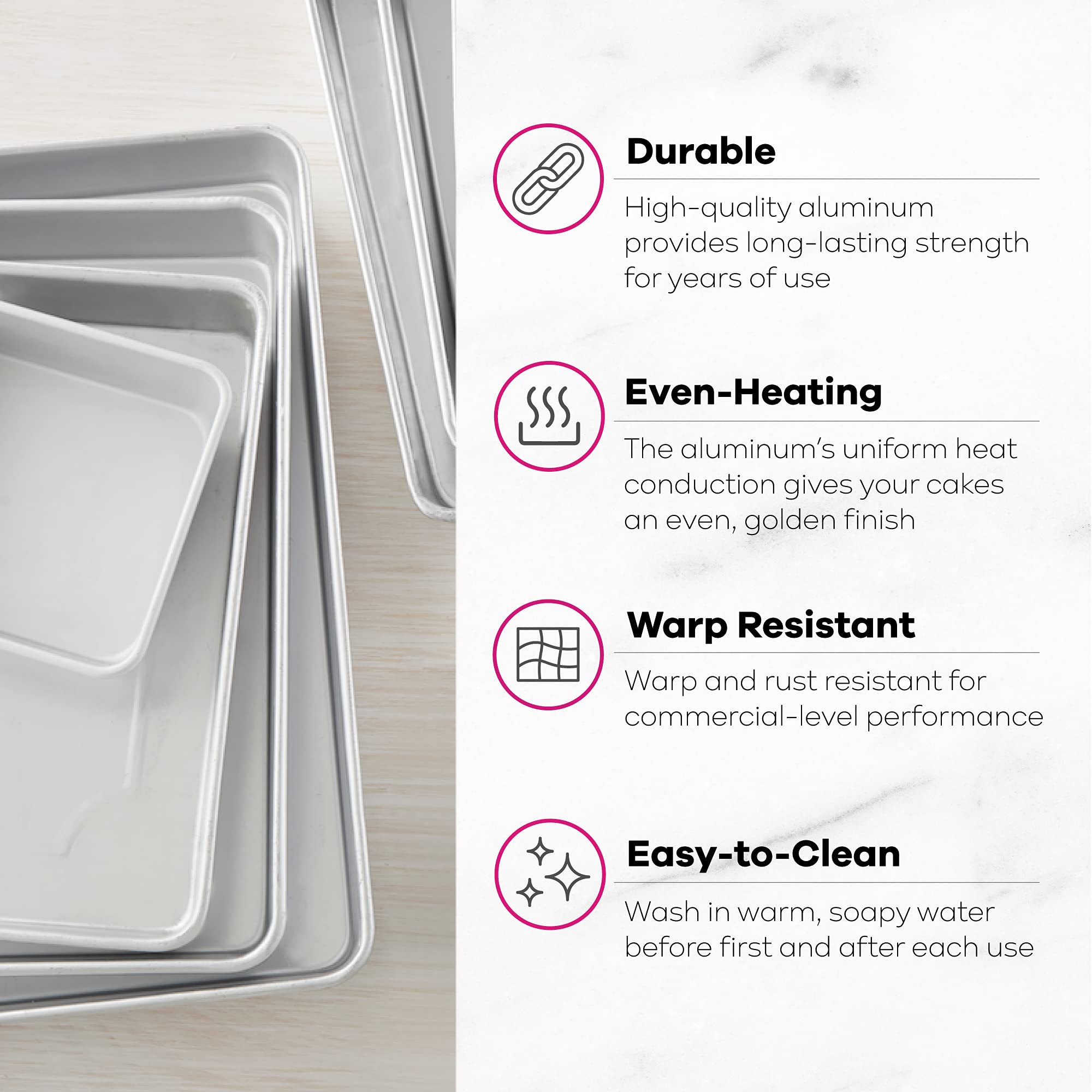 Wilton Performance Pans Aluminum Square Brownie and Cake Pan, 12 x 12 inches, Silver - Image 4