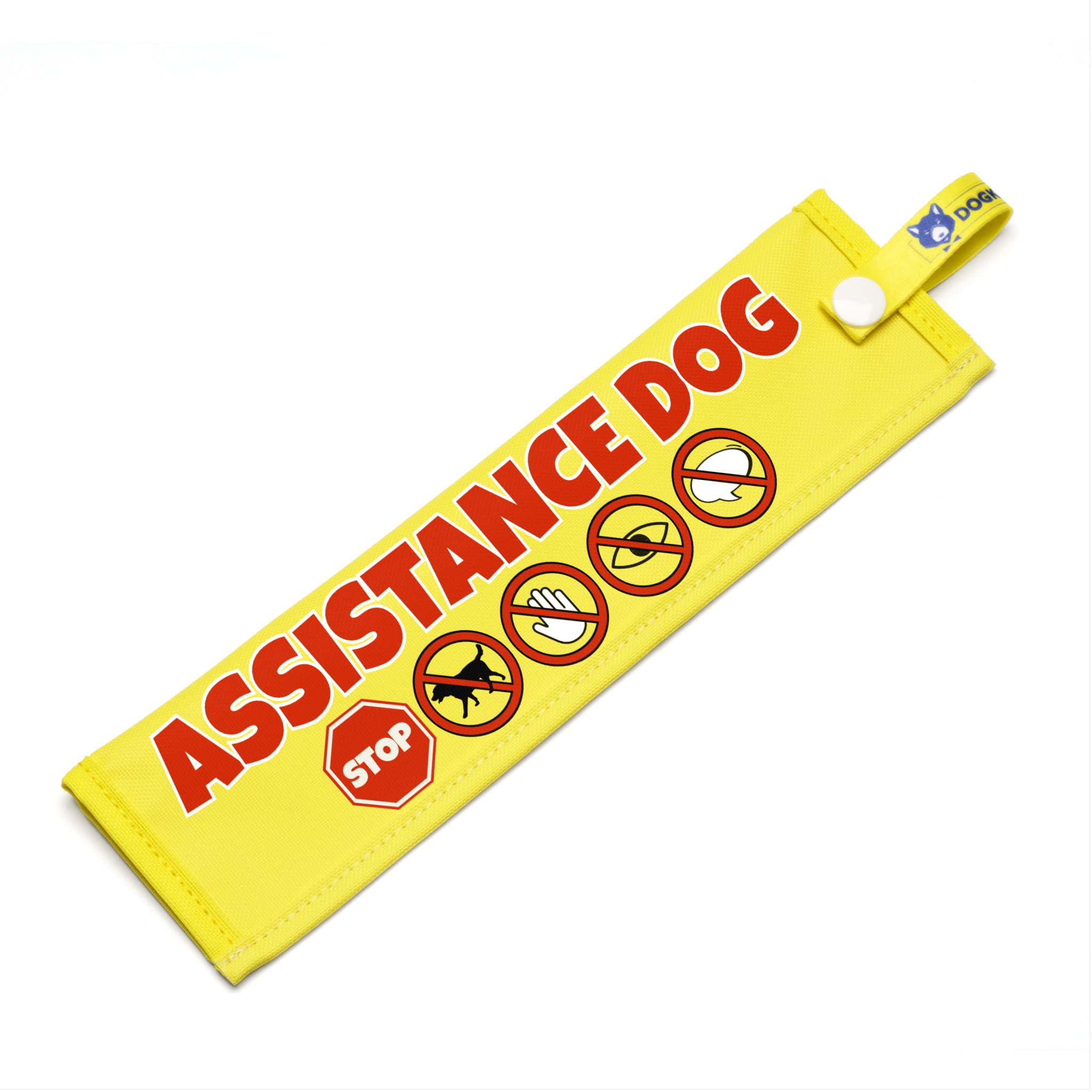 Assistance Dog Lead Sleeve with Warning Symbols | High Visibility Working Dog Leash Cover | Stop, No Dogs, No Touch, No Eye Contact, No Talking Icons | Service Animal Awareness Lead Wrap