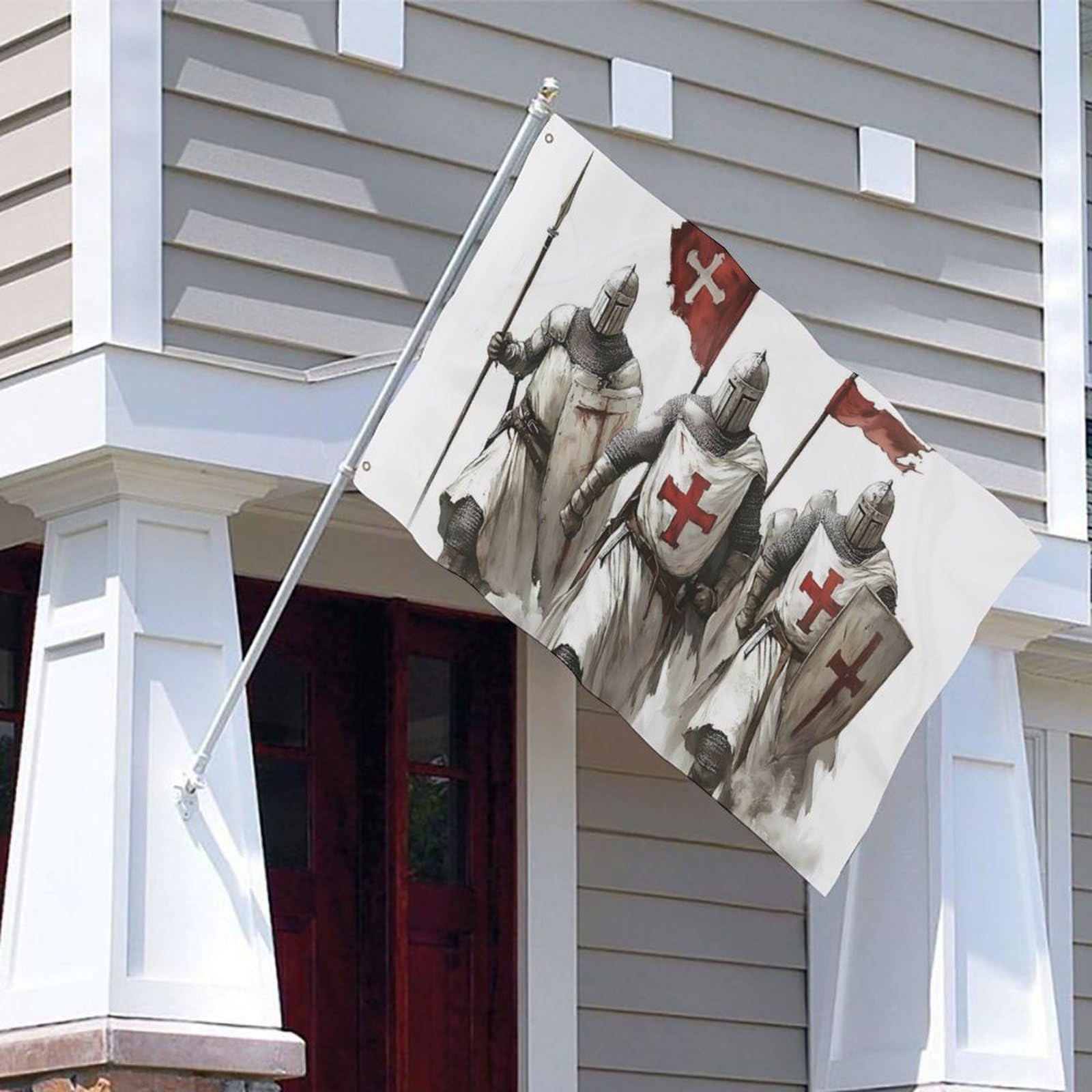 Knights Templar Multifunctional Garden Flag Printed Welcome House Flags Memorial Day Banners for Yard Outdoor - Image 5