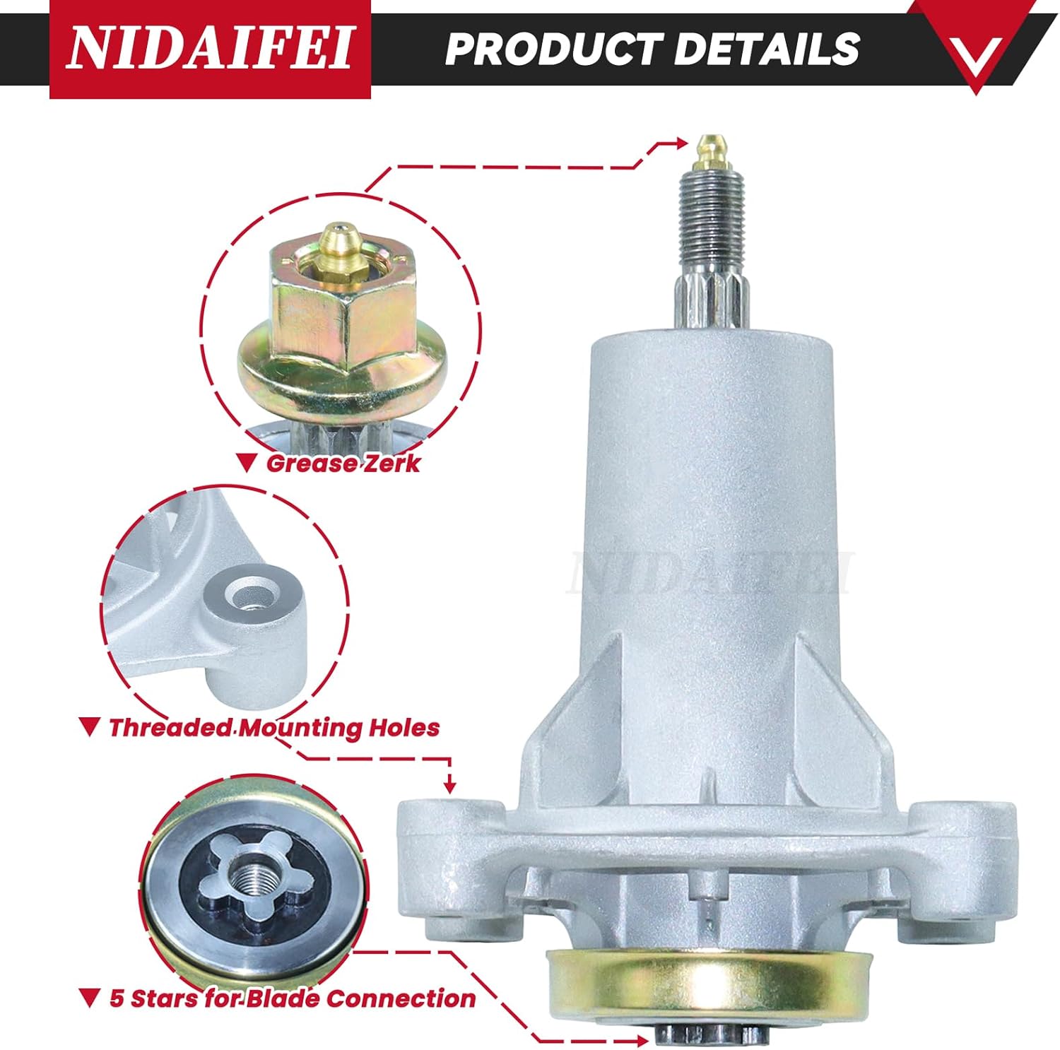 3 Pack 587819701 Spindle Assembly with 153535 Mandrel Pulley 532196104 532196106 Idler Pulley Replace 532187281 532187292 587820301 587253301 173436 for LGT2654 YTH24V54 LGT2554 LG2654 Decks