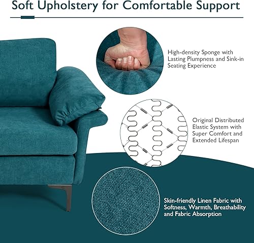 Miniatura 8 de Giantex Sofá convertible de 100.5 pulgadas de largo, cama modular de 3 asientos con puertos USB y enchufe, caja de almacenamiento, patas de metal,