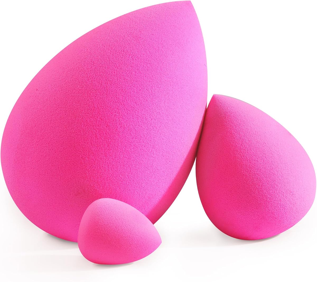 Makeup Sponge Trio Set, 3 Sizes Large Mini Standard | Soft and Bouncy Touch, Beauty Sponges Blender in Rose Pink, Powder Cream and Liquid Blending, Latex Free