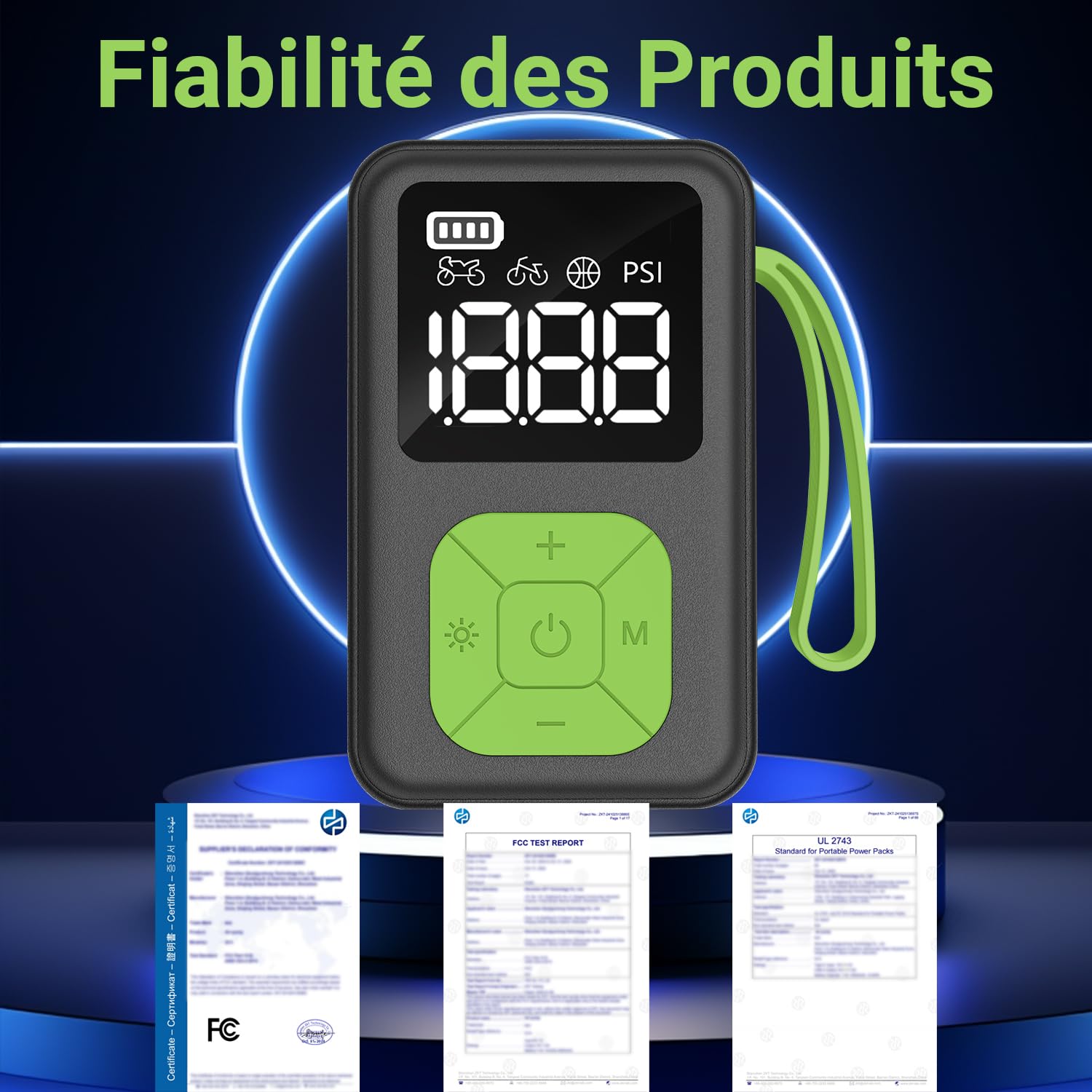 Mini Pompe à Vélo Électrique Portable, Gonfleur sans Fil 150 PSI, Arrêt Automatique, Manomètre & Lumière LED, Compatible Presta et Schrader pour VTT, Vélo de Route, Vélo Électrique et Ballons Sport