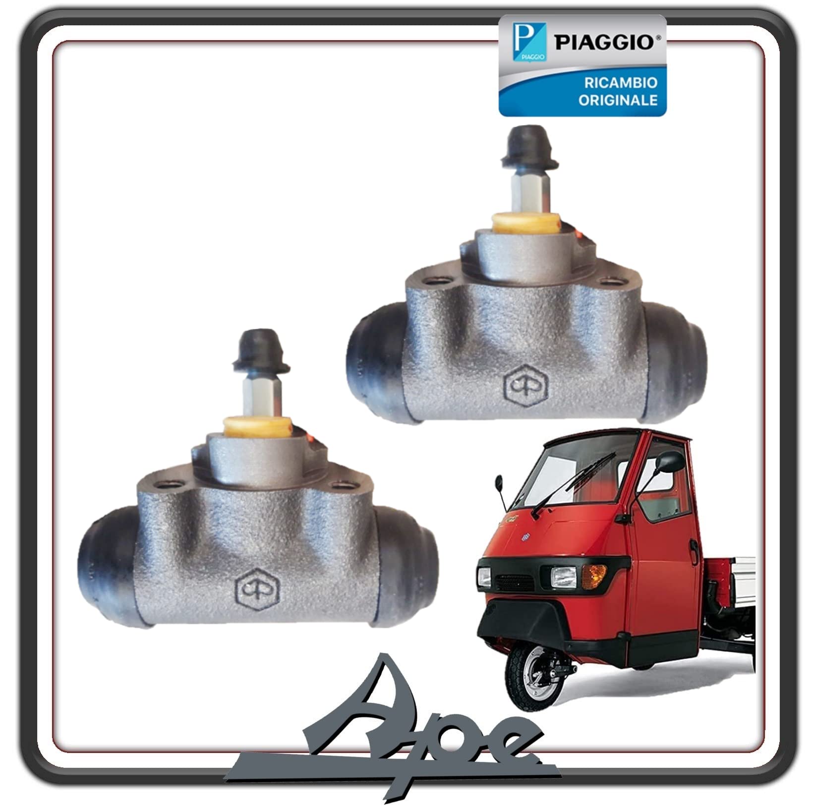 KIT DUE CILINDRETTO CILINDRETTI FRENO FRENI POSTERIORE POSTERIORI PER PIAGGIO APE 50 TUTTI I MODELLI ORIGINALE.