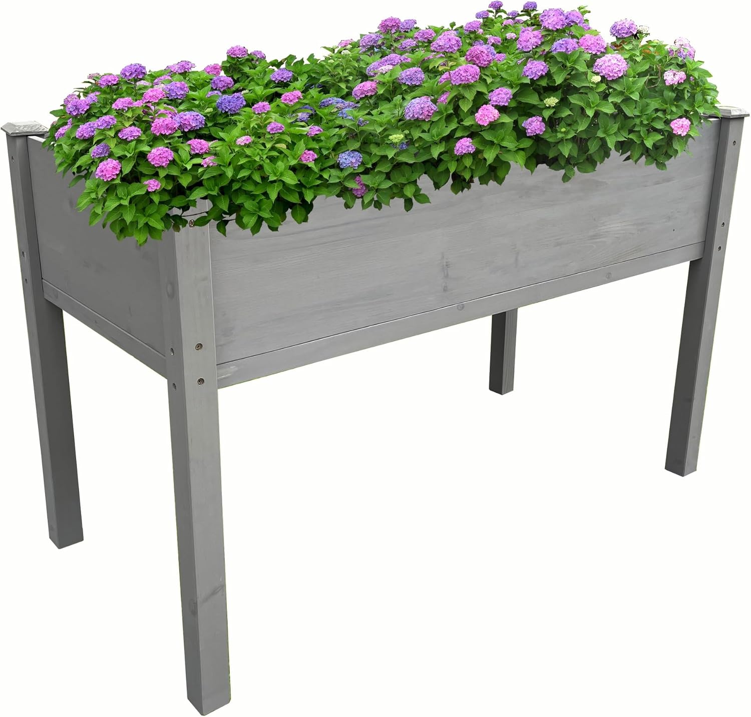 BTExpert 4ft Raised Garden Bed with Legs, 48x24x30in Elevated Wood Planter Box Stand for Vegetable Flower Backyard, Patio, Balcony Bed Liner Outdoor - Grey 30 in Height
