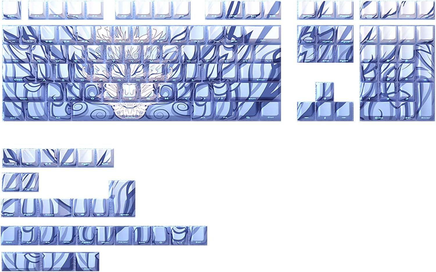 Ergonomic 136 Keycap Set Side Print with Dragon Theme for Programmers and Gamers Mechanical Keyboards Dragon Keycap