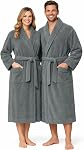 DAN RIVER Cotton Premium Terry Robes pour femmes et hommes, Ultra Peignoir doux avec ceinture réglable et poches