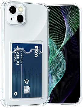 AKABEILA Case for iPhone 13 Mini Clear Slim Phone Case Soft TPU Wallet Case Bag Cover with Card Slot Holder Shockproof 5.4 Inch