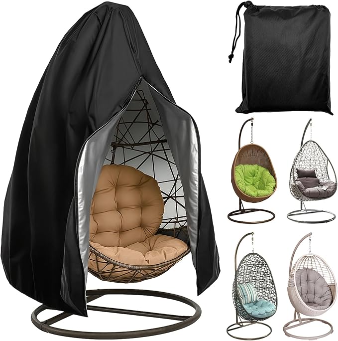 Hanging Chair Cover 190 x 115 cm, Schaukelhaube mit Reißverschluss, 210D Oxford-Gewebe, Wasserdicht Schutzhülle, UV-Schutz, Staubdicht, Abdeckhaube für Gartenschaukel Hanging Chair Cover 190 x 115 cm, Schaukelhaube mit Reißverschluss, 210D Oxford-Gewebe, Wasserdicht Schutzhülle, UV-Schutz, Staubdicht, Abdeckhaube für Gartenschaukel