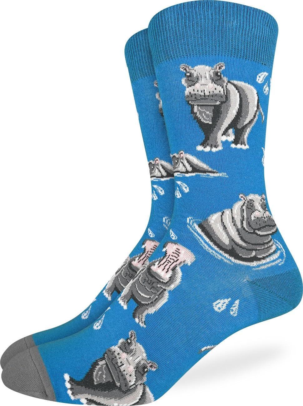 Good Luck Sock Novelty Crew Socks for Adults - For Men, Women and Teens, Hippopotamus, Mens, Large