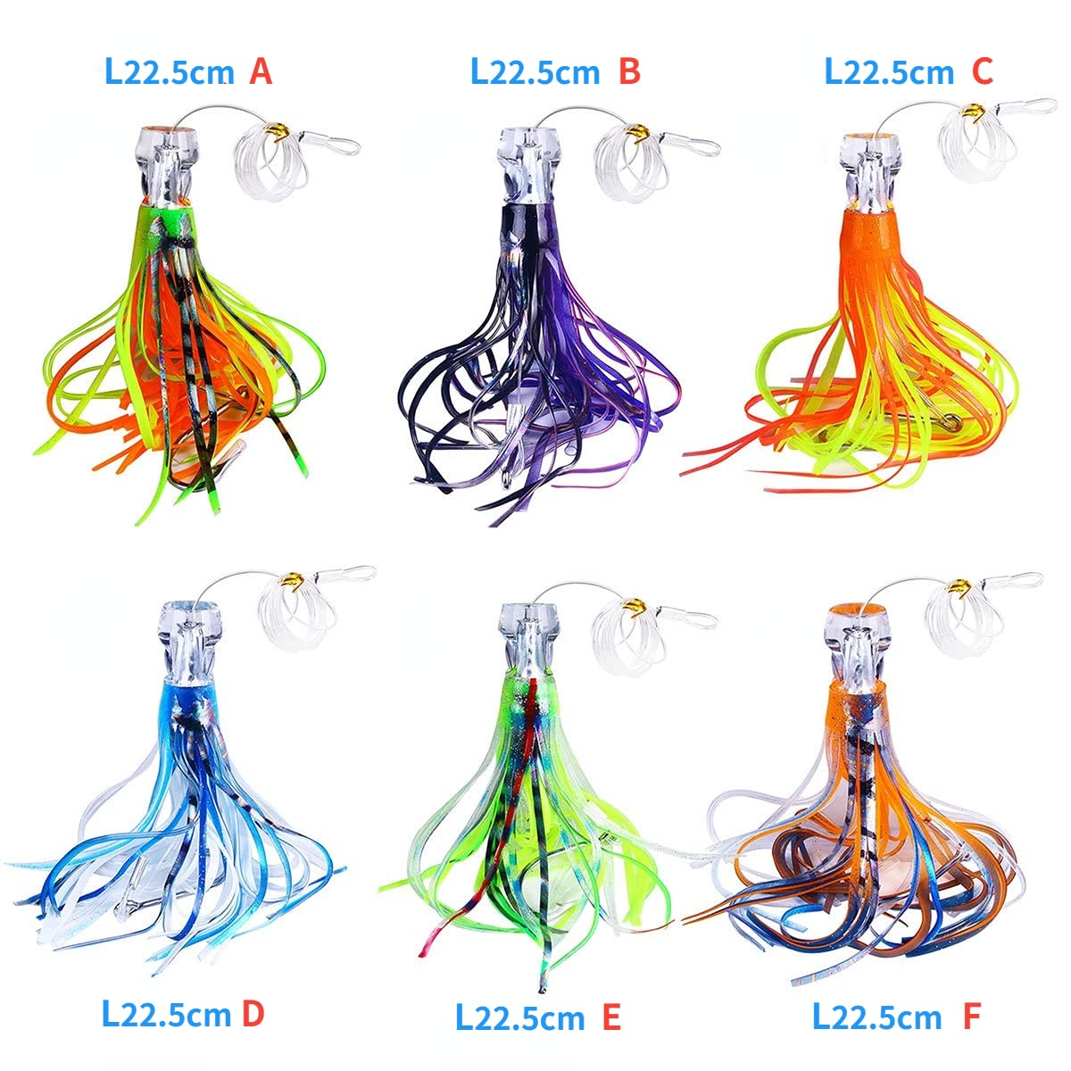 Buzzbaits en forme de pieuvre avec jupes en silicone pour pêche en mer Marlin Lingcod (2 tailles, 6 couleurs au choix)