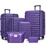 BKNROIHB Luggage Sets 6 Piece with Duffel Bags, Hardside Expandable Suitcases with Spinner Wheels(Purple)