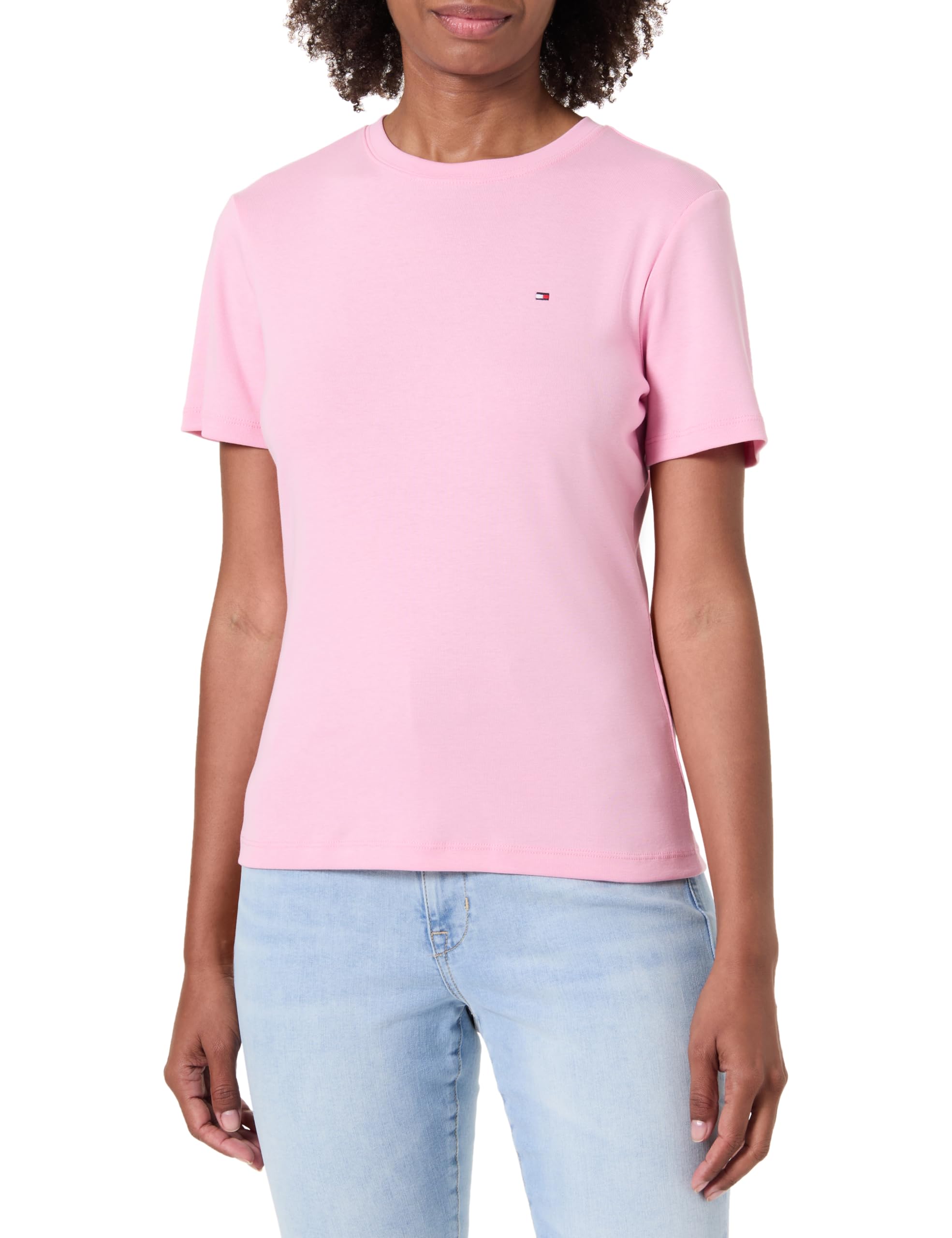 Tommy Hilfiger Women’s Short Sleeve Round Neck Slim Cody T-Shirt, Pink (Classic Pink), M