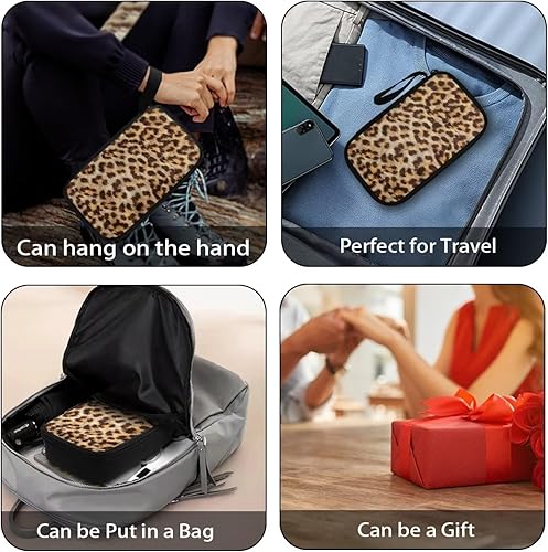 Miniatura 6 de Funda electrónica con estampado de leopardo, mini bolsa organizadora de cables para artículos esenciales, accesorio técnico con organizador de
