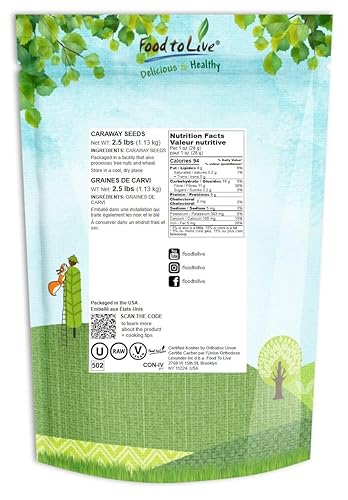 Miniatura 4 de Semillas de alcaravea, 7.2 onzas. Semillas de alcaravea secas enteras crudas, kosher y veganas, especias saladas a granel. Ricas en fibra dietética