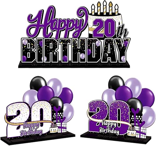 Miniatura 163 de LINGTEER Juego de centros de mesa de acrílico azul con texto en inglés «Happy 100th Birthday» – Decoración de regalo de fiesta de cumpleaños número