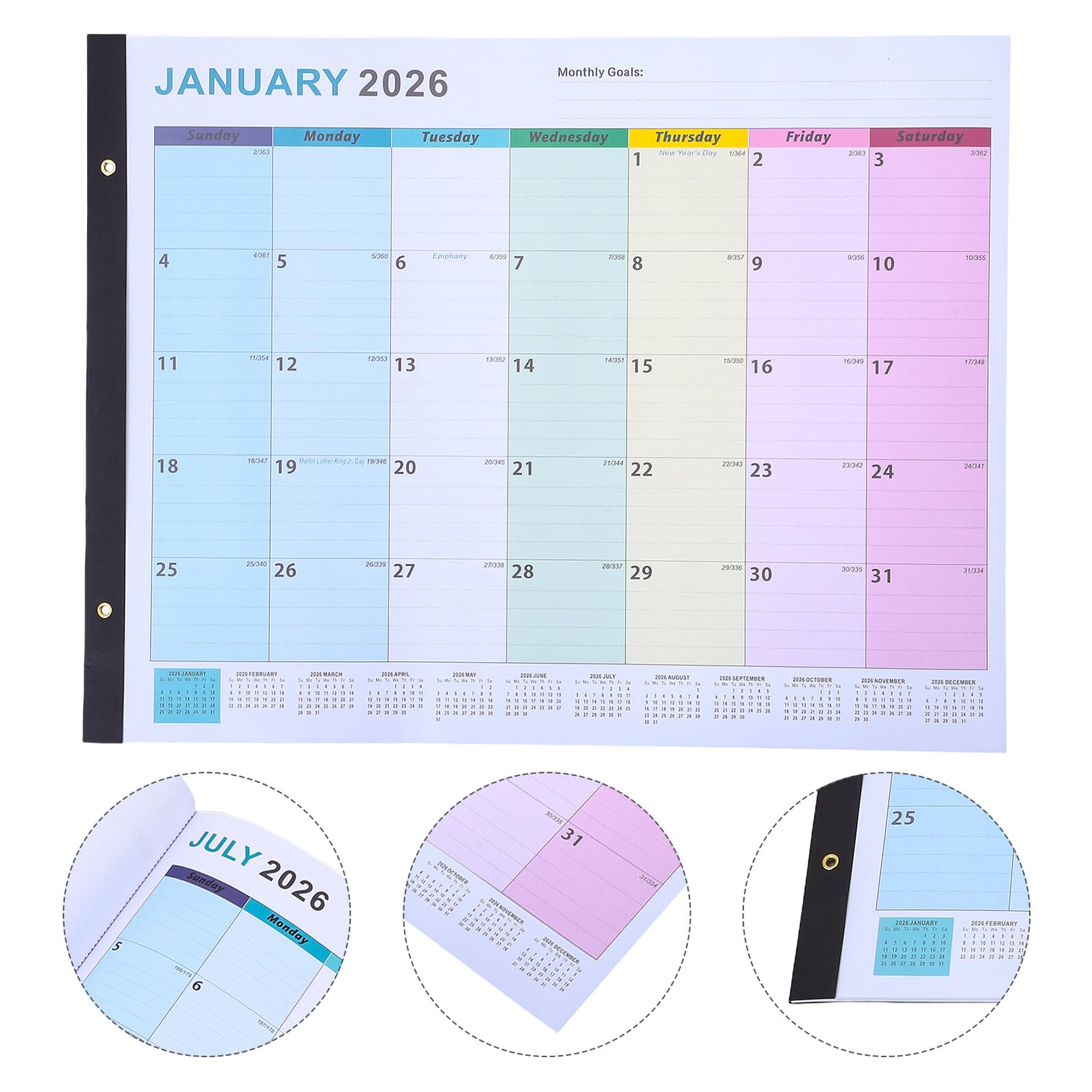 Calendario da Parete Oversize Verticale Inglese Planner Mensile per Appendere Grande Formato per Casa e Ufficio Organizzatore Annuale Visibile e Moderno