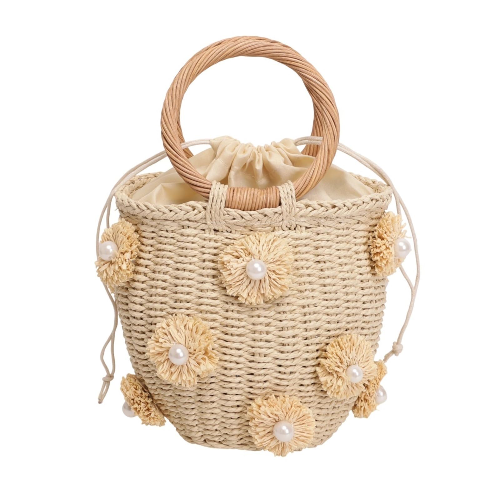 borsa donna estiva Borse a secchiello con strass impreziosite da cristalli fatti a mano in paglia viaggio donna