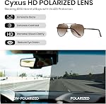 Cyxus Polarized Aviator Sunglasses for Men Women Driving, TAC UV400 Lens Anti Glare, Non Slip Comfort Sun Glasses 1048