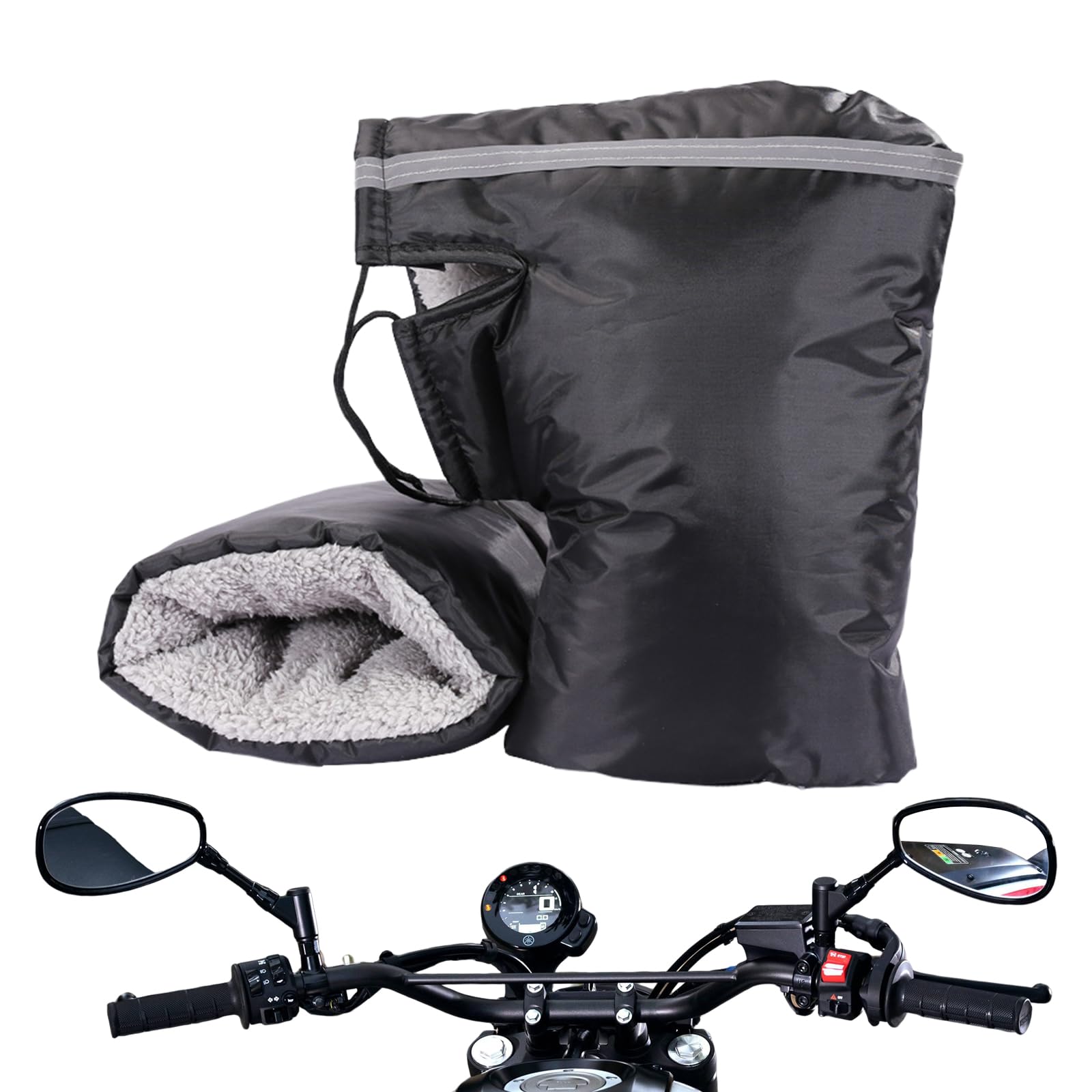 awakentti Snowmobile Handlebar Gloves Universal Handle Grip Gloves Rider Gloves ATV Accessories Hand Warmer Wind-Breaking Guard for Mini