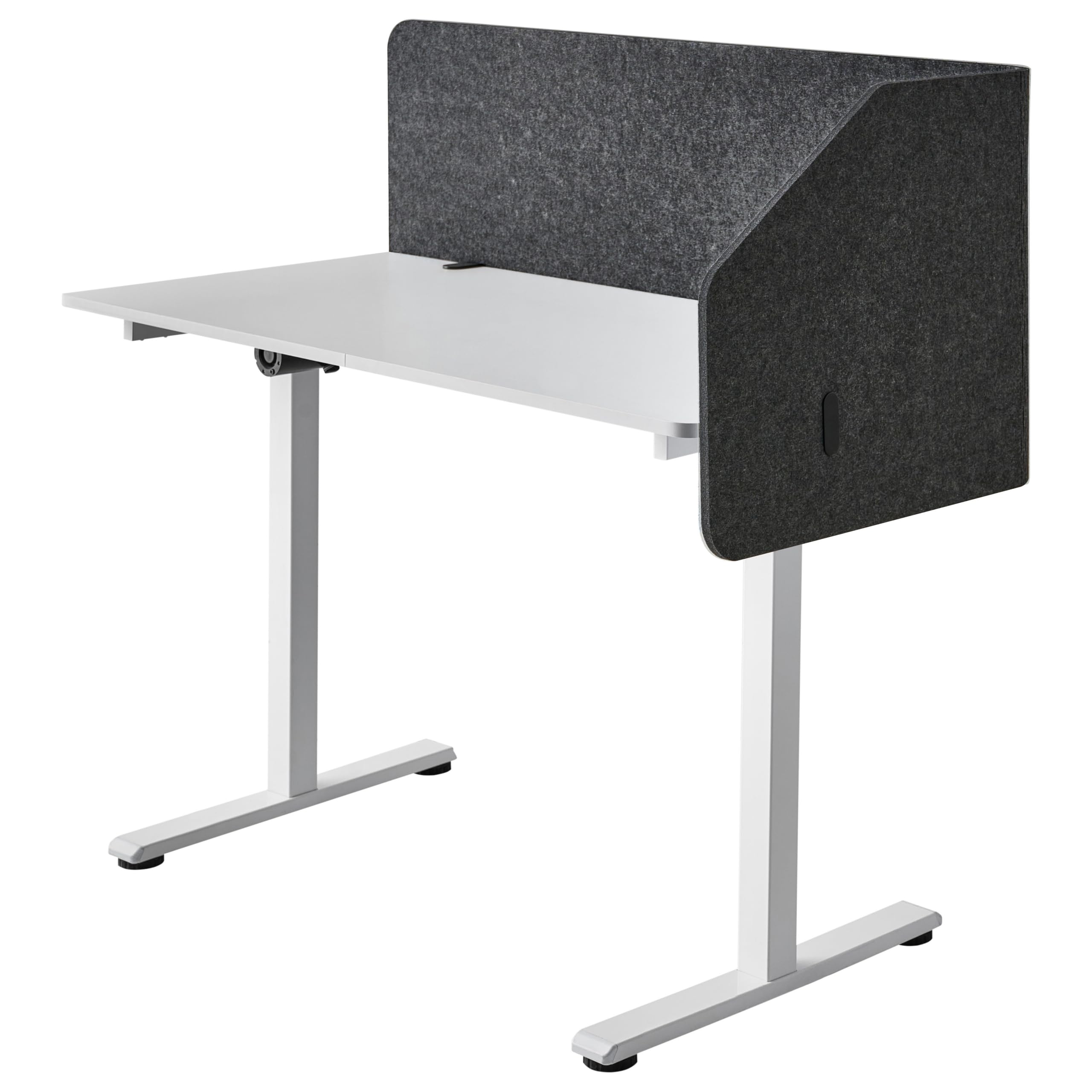 Beliani Schreibtisch Trennwand L-Form Filz Akustik Polster dunkelgrau 120 x 60 x 50 cm zum Klemmen Foldy