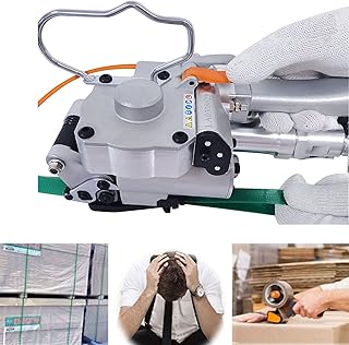 ROLTIN Hand-held Pneumatic Strapping Baler Air Powered Hot-melt Machine Packing Tool for PP Belt/PET, Manual Strapping Tensioner Baler for Belt Width 13-19mm