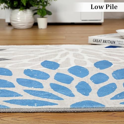 Miniatura 6 de ROYHOME Alfombra de área moderna con estampado floral de 5 x 7 pies, antideslizante, para interiores, alfombra de área grande, vintage, lavable para