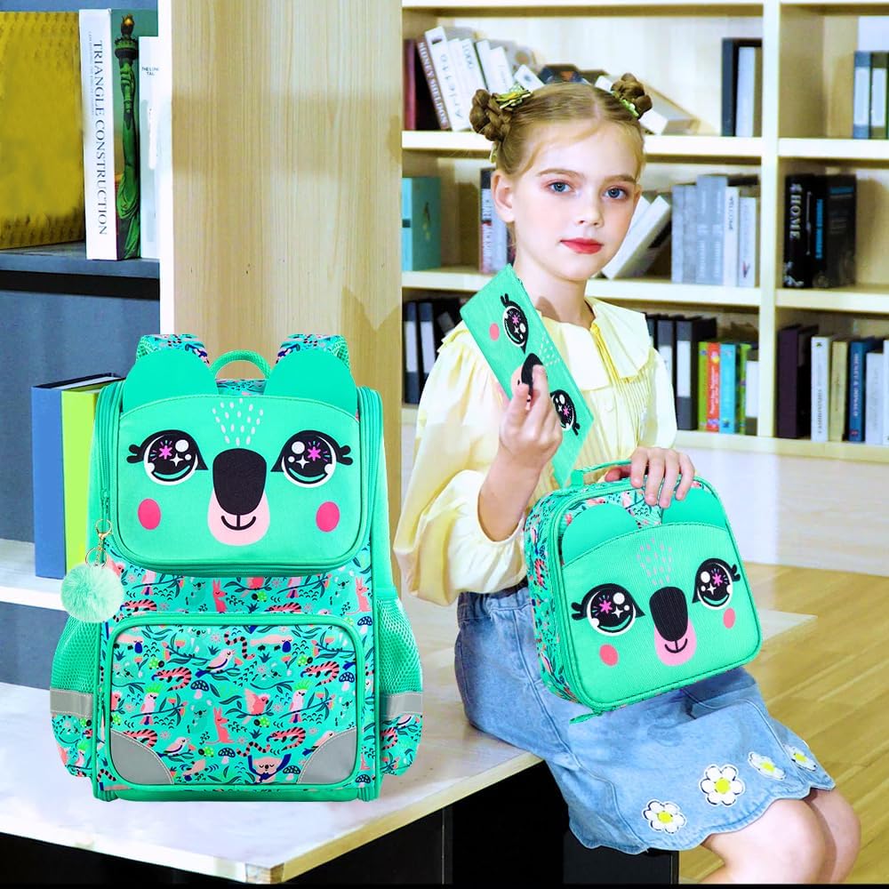KLFVB 3PCS Backpack for Girls and Boys, 15" Unicorn Dinosaur Bookbag with Lunch Box, Kids Preschool School bag - Image 6
