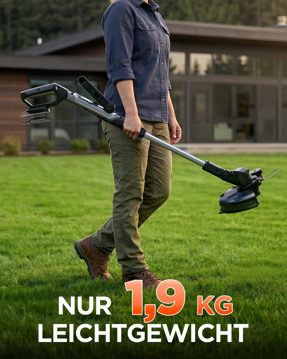 30 cm 20V Akku Rasentrimmer & Rasenkantenschneider 2-in-1, Bürstenlos