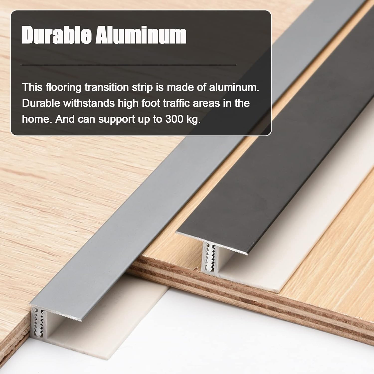 ETULLE Aluminum Floor Transition Strip, 90/100/ 110/120/ 130/140/ 150 Cm Long Threshold Strips Carpet Trim, for Front Door/Balcony/Doorways (Color : Black, Size : Long 120cm/47.2in)