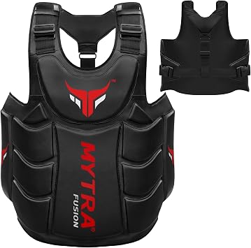 Boxing Body Protector   Heavy-Duty Chest Guard Belly Pad Body Shield for MMA, Muay Thai & Martial Arts Coaches, Trainers & Sparring Protection Gear Black