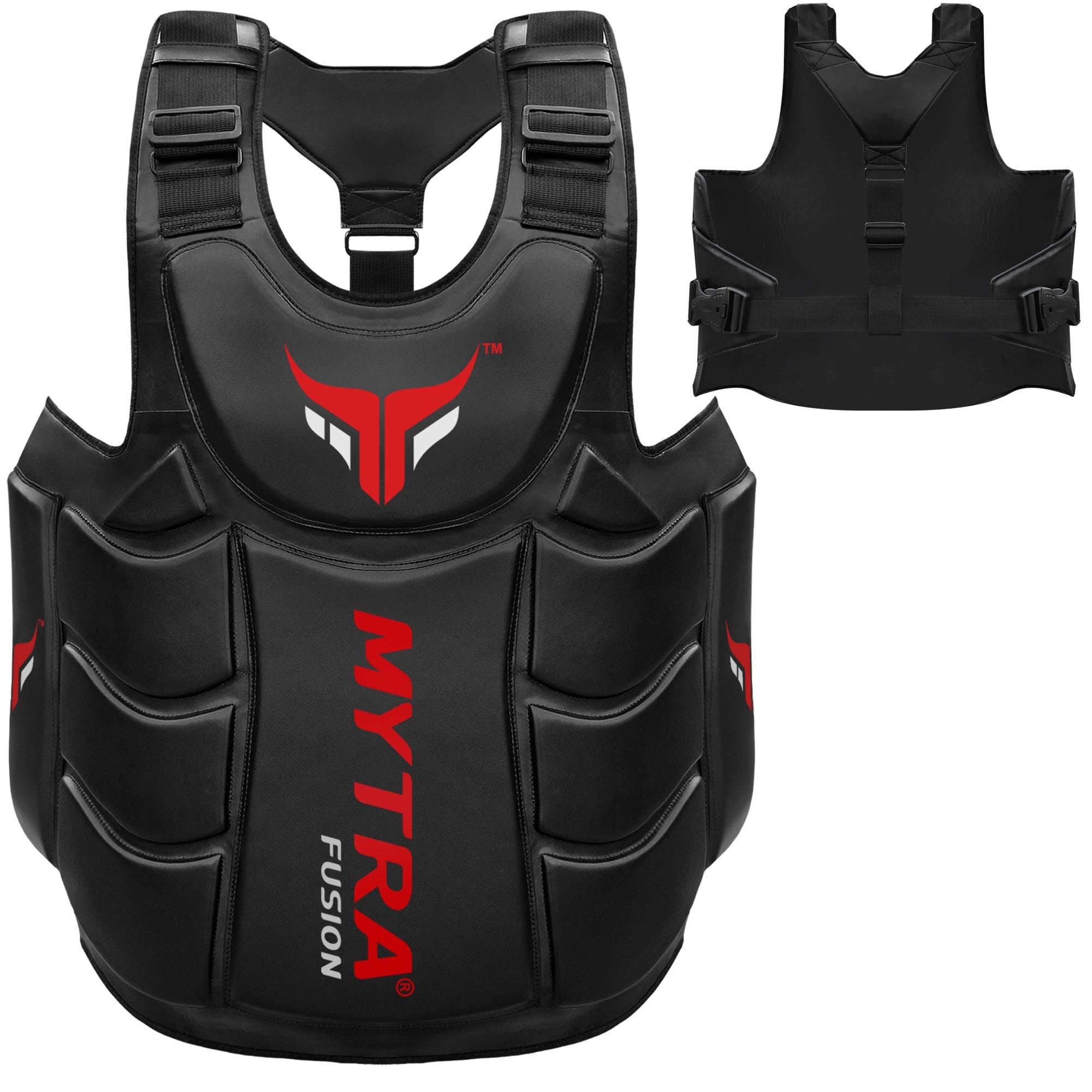 Mytra Fusion Plastron de Boxe – Protection de Poitrine Renforcée Ceinture Abdominale et Bouclier Corporel pour Entraîneurs MMA, Muay Thai & Arts Martiaux & Équipement de Sparring (Noir)