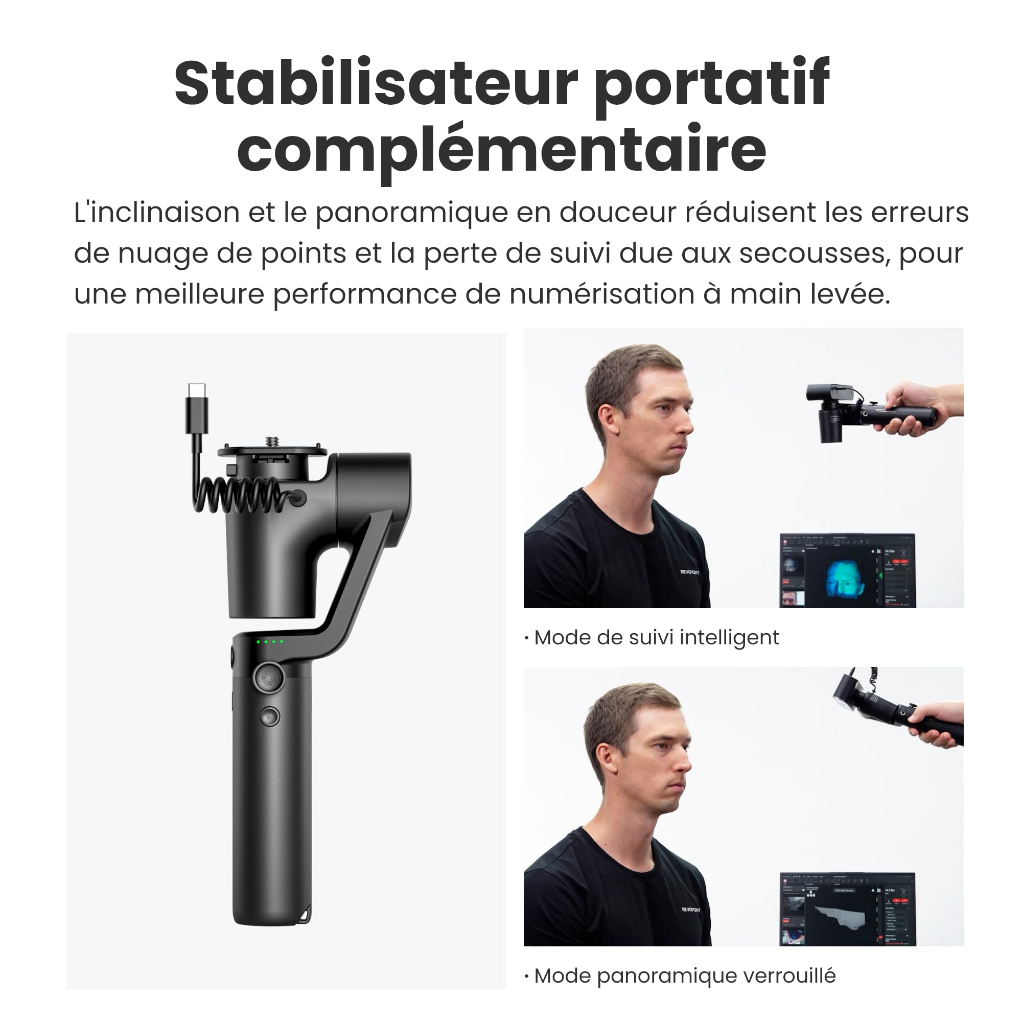Revopoint POP3 Plus Scanner 3D pour l'impression 3D,Scanner portable avec une précision de 0,04mm et une vitesse de scan de 18 ips,pour objets de taille moyenne,PREMIUM,Essai 30 Jours de QuickSurface