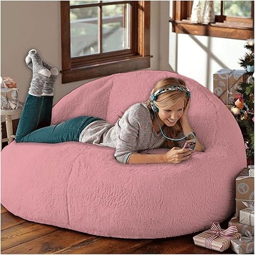 Miniatura 26 de Puf, sin relleno, muebles de sala de estar, grandes, redondos, suaves y esponjosos (solo incluye una funda, no un puf completo), de piel sintética,