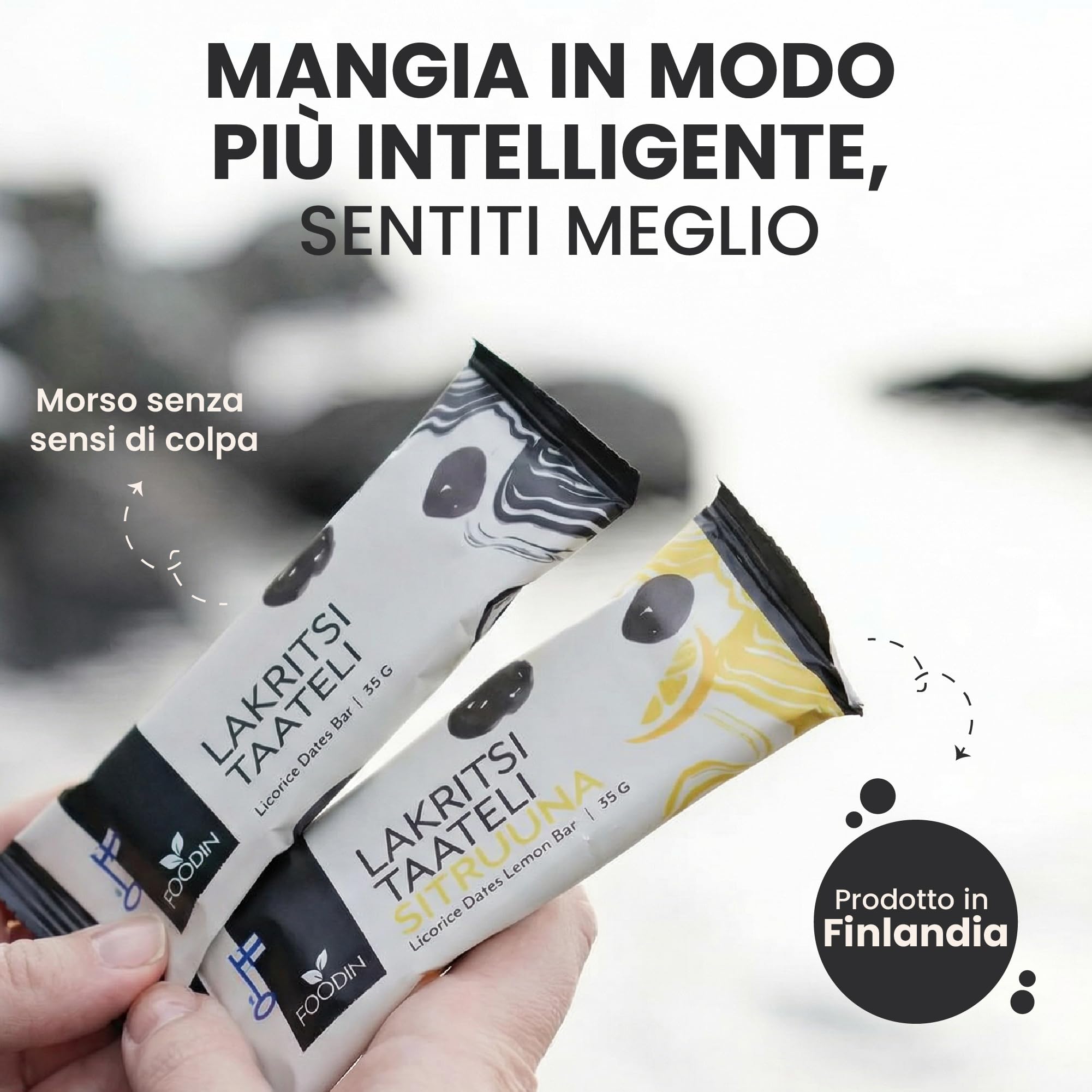 FOODIN Barretta Datteri alla Liquirizia – Snack Vegano Senza Zuccheri Aggiunti, Senza Glutine, Naturale e Ricca di Fibre (18 x 35 g)