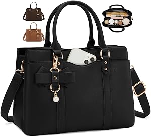 RAINSMORE Purses for Women Waterproof Top-Handle Handbags Fits 10.9-Inch IPad Soft PU Leather Ladies Shoulder Purses