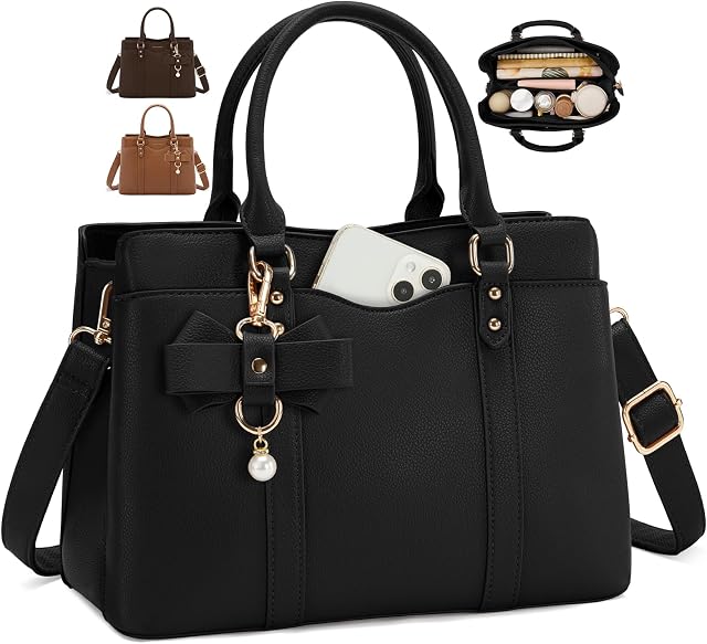 RAINSMORE Purses pour les femmes Sacs à main imperméables Top-Handle Convient 10,9-Inch IPad Soft PU Cuir pour dames
