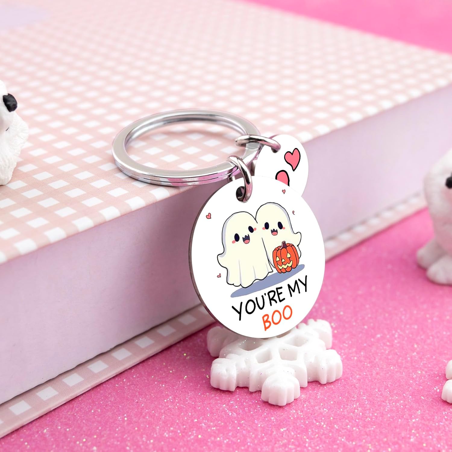 Halloween Boo Basket Stuffers for Women Adults Teens Ghost Keychain Halloween Gifts for Women Boo Basket Ideas for Best Friend Couple Boyfriend Girlfriend Wife Husband Gifts You Are My Boos Keychain - Image 3