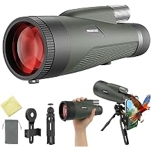 15x65 High Powered Monocular Telescope for Adults, UHD Large Objective Monocular with Smartphone Adapter &amp; Tripod, BAK4 Prism, FMC Lens, Waterproof Telescope for Bird Watching, Stargazing