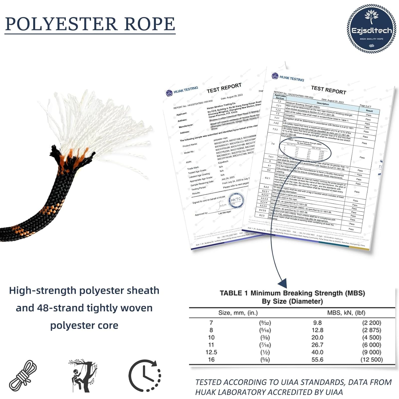 Polyester Rigging Snapklik.com : Ezjsdltech 1/2 In X 150 Ft Polyester Arborist Rigging Rope