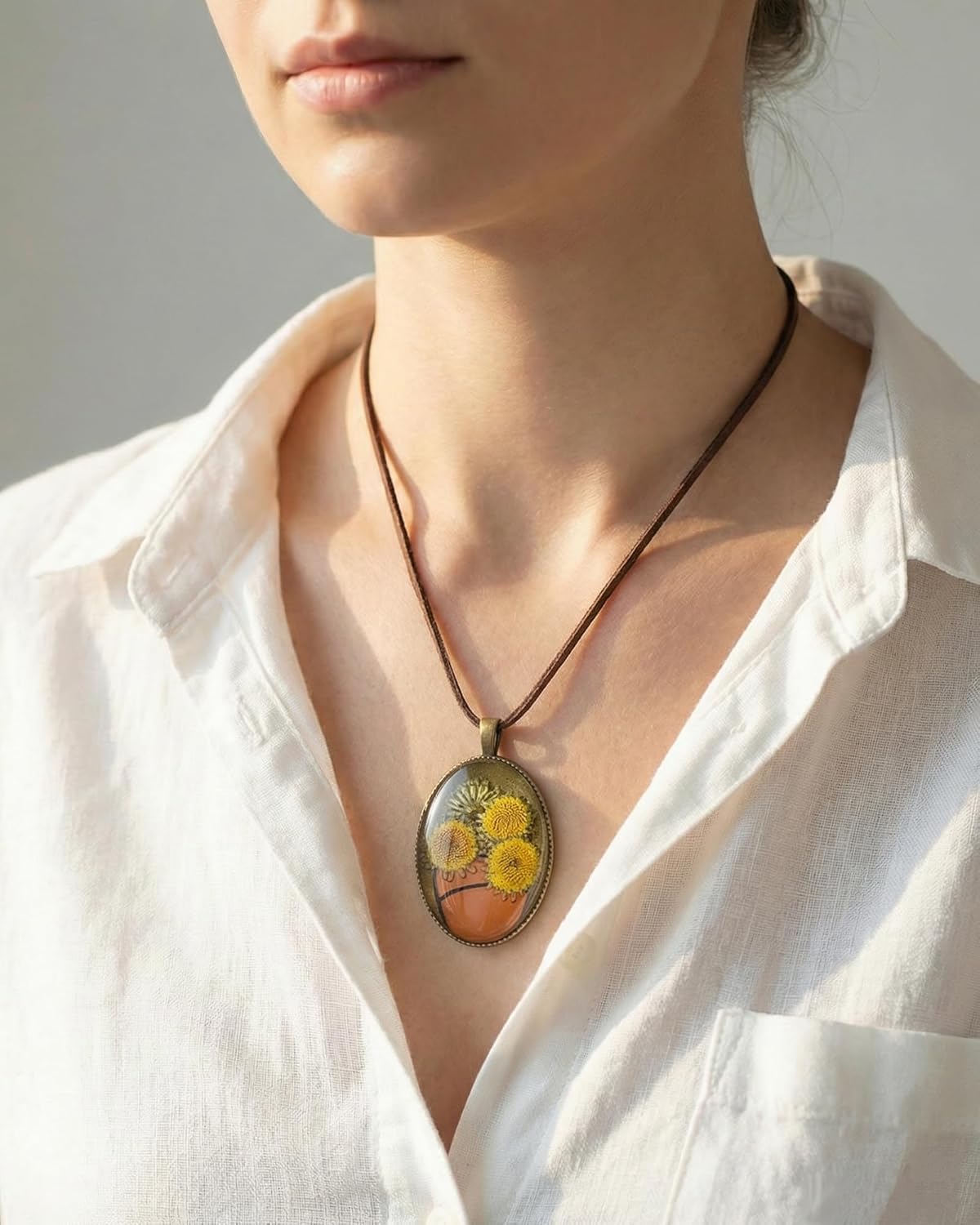 Vintage Real Flower Necklace for Women, Handmade Resin Pendant, Elegant and Unique, Meaningful Gift for Christmas, Mother’s Day or Any Special Occasion - Adjustable - Image 6