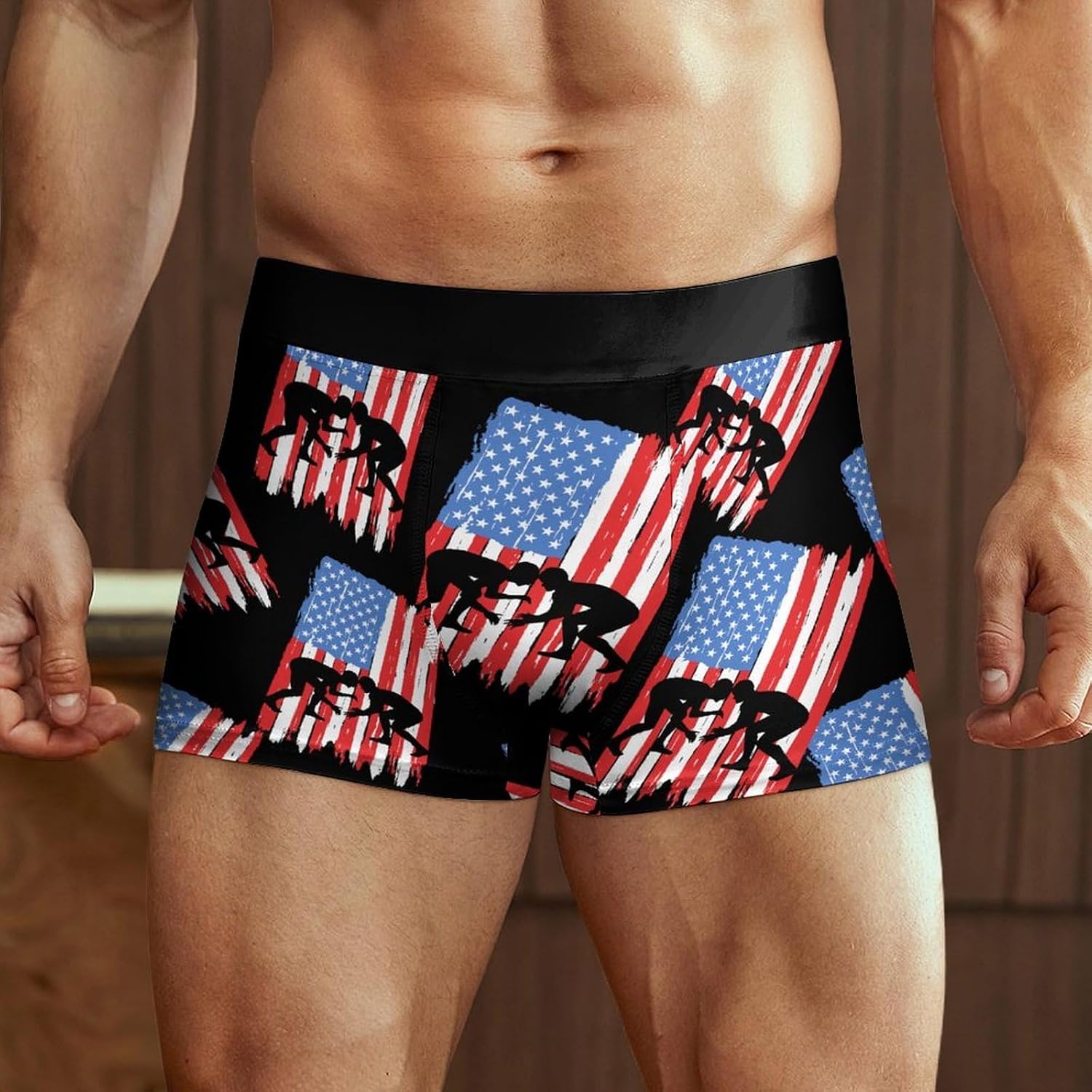 U.S.A. Wrestling Flag Men's Underwear Boxer Briefs Breathable Shorts Elastic Waistband