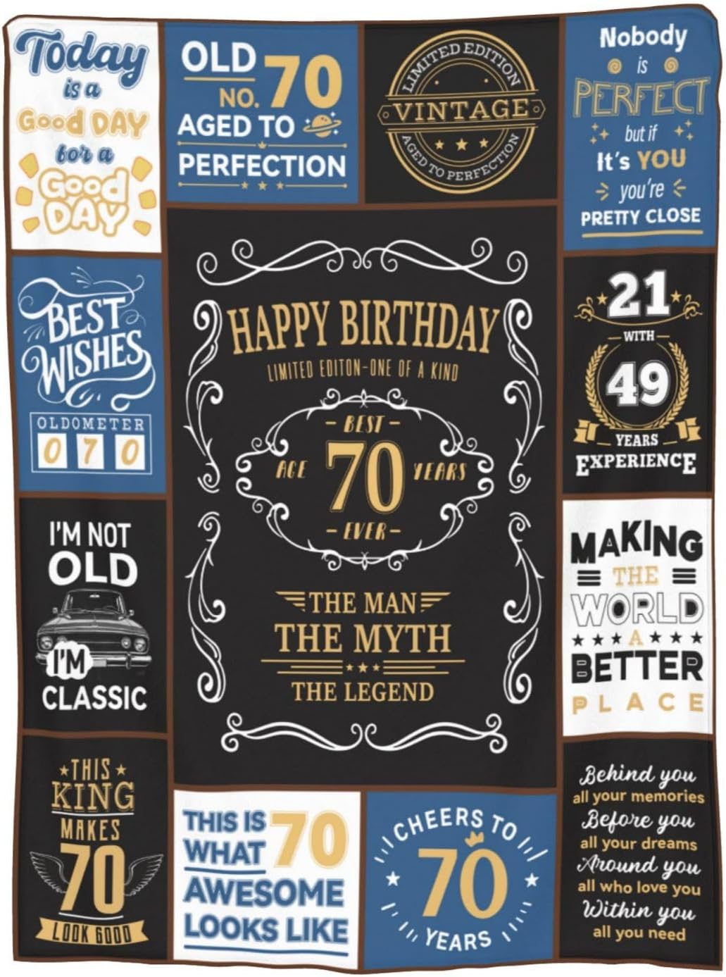 70th Birthday Gifts for Men, 1956 Birthday Gift for Him, 70 Year Old Blanket 50"x60", Christmas Fathers Day Blanket for Dad Papa Grandpa Husband Uncle - Image 2