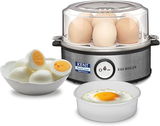KENT Instant Egg Boiler | 360-Watt | Boil 7 Eggs at a Time | 3 Boiling Modes | Stainless Steel Body, Poaching Tray & Heating Plate | Automatic…
