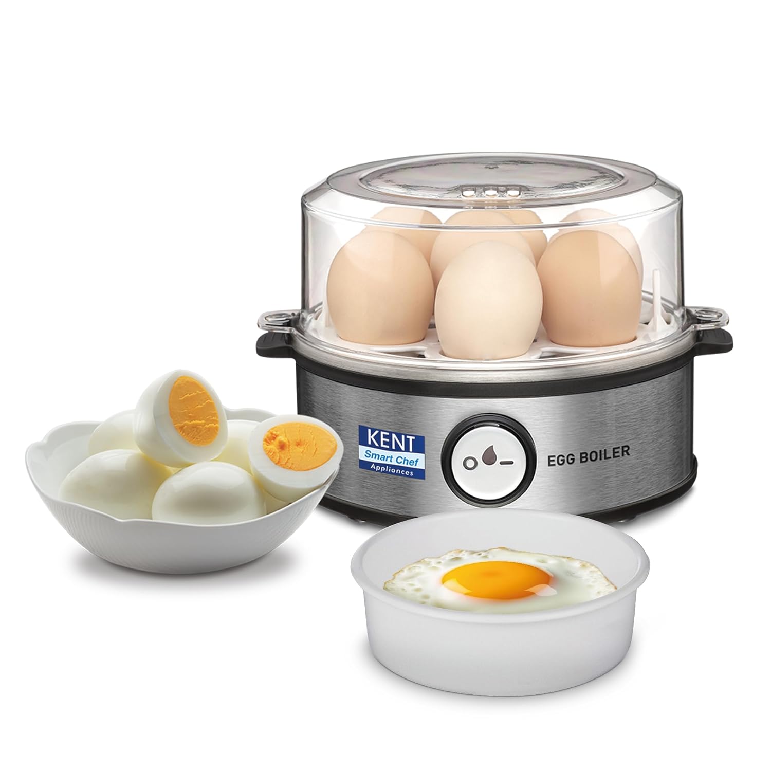 KENT Instant Egg Boiler | 360-Watt | Boil 7 Eggs at a Time | 3 Boiling Modes | Stainless Steel Body, Poaching Tray & Heating Plate | Automatic Power Off KENT Instant Egg Boiler | 360-Watt | Boil 7 Eggs at a Time | 3 Boiling Modes | Stainless Steel Body, Poaching Tray & Heating Plate | Automatic Power Off