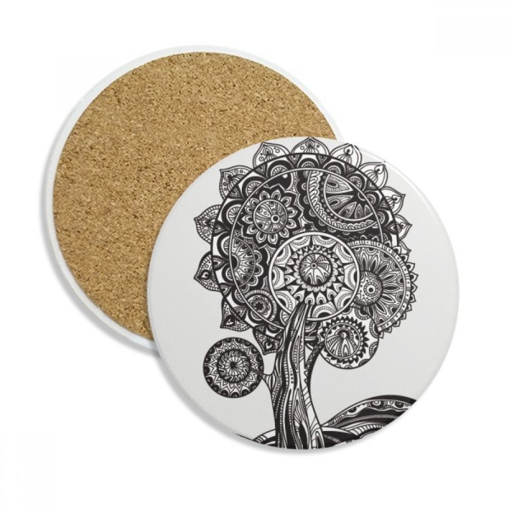 Coupe du Coaster en céramique fleur de tournesol lot de 2 dessous de verre pierre absorbante