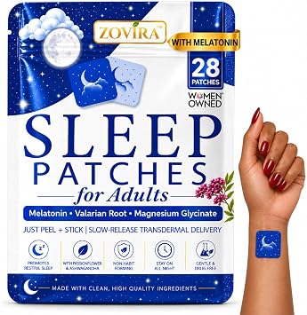 Sleep Patches for Adults Extra Strength Melatonin & Magnesium Patch Time-Release Sleep Aid Stickers Non-Habit Forming, Hypoallergenic 28 Transdermal Patches for Deep Rest & Relaxation