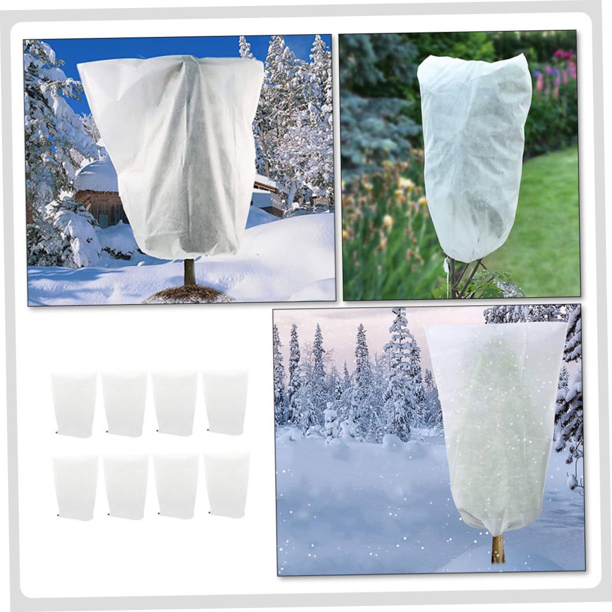 UKCOCO Voile D'hivernage pour Plantes Blanc en Tissu Non Tissé 8 Pièces, Protection Antigel et Coupe-Vent pour Jardin en Hiver