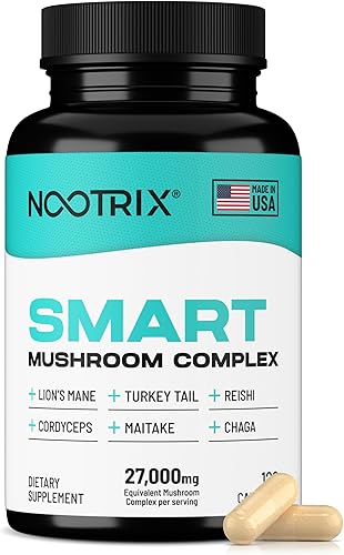 Nootrix Suplemento complejo de hongos inteligentes | Apoya la memoria, el enfoque mental, la salud cognitiva y la energía | 27,000 mg de hongos